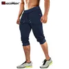 Magcomsen sommar joggare sweatpants män 3/4 längd avslappnad byxor med dragkedja fickor gym fitness träning sportkläder byxor 210715