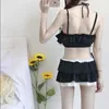 New Arrival Woman Lolita Bikini Cosplay Pink and Black Color Swimsuit Drogi Wielowarstwowe Hem Biquini Kobiety Darmowe Delewizację Y0913