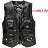 gilet en cuir marron hommes