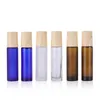 10ml Roll On Fragrance Glass Bottle with 2 Styles Metal Ball For Essential Oil Packing Bottles Frosted And Amber Clear Blue