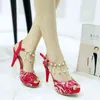 Summer 2022 Chengdu high-heeled shoes with sandals and beaded fish mouth large size 40-43 female