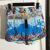 luxury designer branded shorts for women clothing aquairum print gold buttons womens summer high waist woman 210621