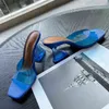 Slippers Transparent Strange Heels Women Summer Fashion Square Toe Shallow Slides Mules Pvc Jelly Sandals Shoes Silver Blue 220308