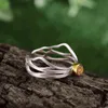 Lotus Fun Real 925 Sterling Silver Handmade Original Fine Jewelry Adjustable Ring Hollow Butterfly Wings Rings for Women 211217