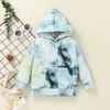 Vinter Barn sätter Casual Långärmad Tie-Dye Hoodies Ljusgröna Byxor Söt 2PCS Tjejer Kläder 210629