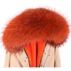 Maomaokong Fashion Women's Real Fur Collar Coat Natural Raccoon Big Winter Parka Bomber Jacka 211110