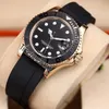 GDF 40mm Y-M M126655 Miyota 8215 Automatic Mens Watch 18K Rose Gold Case Black Dial Cerachrom Bezel Rubber Strap High Quality Watches Timezonewatch E04