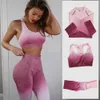 Ombre Sportswear Yoga Set Femmes Vêtements De Sport Fitness Suit Gym Seamless Workout Sport Outfit Pour Femme Vêtements De Sport 210813