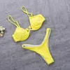 Moda Donna Bikini Set Pure Color Push Up Costume da bagno imbottito Costume da bagno estivo Biquini Costume da bagno Beachwear 210722