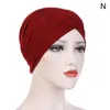 Bonnet / Skull Caps Chapeau extensible élégant pour femmes Front Turban Cross 2022 Tête Musulmane Couleur Écharpe Hijab Chemo Inde Solid Cap Beanie R5Z4 Scot