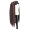 Yaki Straight Damen-Stirnband-Perücke, natürliche schwarze rote Perücke, tägliche Kunsthaar-Perücken für Frauen, weibliche lange gerade Stirnband-Perücken