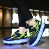 Dzieci Dwa Koła Rolki Trampki Chłopcy Dziewczęta Buty Led Dzieci Luminous Sneakers Łyżwy Przypadkowe buty Four Seasons Footwears G1210