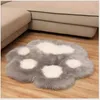 Tapis en laine artificielle Patte d'ours Moelleux Coussin en peluche Salon Chambre Bureau Tapis de pied Tapis de chambre d'enfant Tapis en fausse fourrure Shaggy Pad 210301