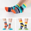 5 Pairs/Lot Mens Summer Toe Striped Contrast Colorful Patchwork Men Five Finger Socks Size Basket Calcetines