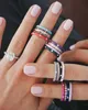 Band Rings 10 Colors Simple Rainbow Enamel Ring Paved CZ Shiny Cubic Zircon Fashion Engage Eternity Stackable Rings For Women Jewelry Gift G230213