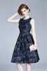 Elegant designer kvinnor klänning kvinna höst lyx sexig jacquard klänning vintage a-line party robe kvinnlig tank klänningar vestidos 210525