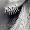 패션 럭셔리 브랜드 AAA 큐빅 지르코니아 Brincos 불규칙한 명확한 돌 꽃 스터드 귀 팔목 귀걸이 여성 쥬얼리 Bijoux