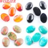 Wojiaer Natural Gemstone Amethysts Opal Turkoises Ruby Beads Oval Cabochon Cab 18x25mm DIY Necklace Jewelry Making Bu805