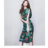 Summer Plus Size Vintage Bandage Bodycon Pencil Dress Women Green Print Sleeveless Party Casual Office Lady es 210603