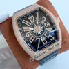 Vanguard Watch v 45 SC DTオートマチックメンズウォッチローズゴールドダイヤモンドベゼルブルーダイヤルビッグダイヤモンド番号マーカーゴムレザーストラップウォッチ8スタイル純粋なF02D4