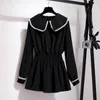 Jurk Top + Casual Broek Herfst Koreaanse Age-reducing Tweedelige Suit Plus Size Dames Mode Slanke Losse Black Sets 210526