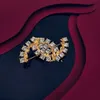 العلامة التجارية Brooch Jewelry Brass Gold Plated Diamonds Luxury Advanced Retro Brou