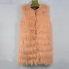 Kvinnors Fur Faux 2021 Får Real Women Vest Long Fluffy Fashion Casual Warm Coat Jacket