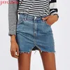 Saias Jaycosin KLV Salia de jeans feminina Cantura alta feminina Casual A-line Jeans Divised Bodycon Skirt Jean 40