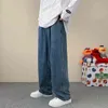 Wide Pen Cargo Broek Streetwear Baggy Jeans Lente Herfst Mannen Koreaanse Mode Losse Rechte Mannelijke Merk Kleding Zwart 220115