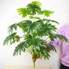 65cm 18 garfo grande palmeira falsa plástica planta artificial monstera folhas tropicais para sala de estar Decoração de festa tema havaiana 210624