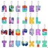 Alphabet Letters Keychain Decompression Toys Party Gifts Mobile Phone with Silicone Letterss Sensory Bubble Keyring Simple Dimple Fingertip Fidget Toy