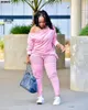 Plus Size Tracksuits Ackus Kvinnor Solid Lösa T-shirt Toppar + Penna Byxor Två 2 Styck Sats Fashion Outfit Fitness Casual Tracksuit Höst