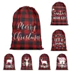 Christmas Gift Bags Reindeers Plaid Printed Kids Candy Bag Xmas Drawstring Sack Christmas-Decoration Sea sending T9I001415