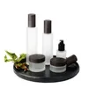 Pots cosmétiques en verre dépoli flacons à pompe avec bouchon en plastique grain de bois 30g 50g 30ml 100ml 120ml lotion pour le corps baume à lèvres contenants de crème SN3749