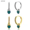 ANDYWEN 925 Sterling Silver Turquoise Enamel Heart Pendiente Drop Earring Circle Piercing Ohrringe Jewelry Rock Punk 210608