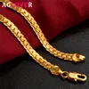 Стерлингового серебра 925 20 дюймов 18K Золотой 6 мм Полный боковой цепь Ожерелье для женщин Человек Мода Ювелирные Изделия Ожерелье Подарок