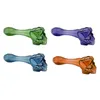 Wholesale cheap USA popular skull glass tobacco pipe colorful mini hand medicine spoon pipes for smoking Halloween Christmas gift