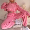 Cool Girl's Trainingsanzüge Zweiteiliges Set Frauen Candy Sport Casual Outfits Kordelzug Sweatshirt Kurzes Top + Hosen Frauen Trainingsanzug Y0625