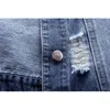 Kvinnors västar plus size höst denim väst kvinnor mode lapel maistcoat ärmlösa korta jeansjackor hål pärlstav slim kappa p108 luci22