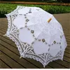 Elegancki koronkowy parasol bawełniany haft kość słoniowej Battenburg Parasol Wedding Y200324