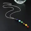 Eenvoudige stijl 7 chakra multicolor natuursteen kralen hanger ketting lange ketting voor vrouwen charme Collier collares yoga sieraden YFA2961