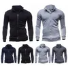 Mäns Hoodies Sweatshirts Snygg Män Slim Hoodie Stand Krage Solid Färg Varm Business Cardigan Manlig Tunn Koka För Höst Casual Outwear