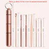 NIEUW6 stks / set roestvrij staal Rose Gold Spiral Ear Pick Spoon Wax Removal Cleaner Multifunctionele Draagbare Oren Picker Care Beauty Tools EWF654