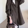 Trench lungo da donna midi stile coreano casual solido doppio petto con fasce giacca a vento da donna moda primavera xxl
