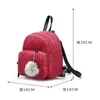 Mini Women Backpacks Solid Fashion School Bag For Teenage Girls Fur Ball Solid Corduroy Rucksack Candy Color Travel Bags Mochila Y1105