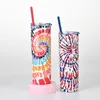 650ml tie-tintura de água tumblers de aço inoxidável copo reto copo de palha de camada dupla 3 estilos xd24568