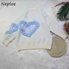 Neploe Love-heart Patch Design Maglione Pullover Donna Oversize Maglia allentata Top Mujer 2021 Maglioni a maniche lunghe Abbigliamento esterno Top Y1110