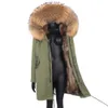 Cappotto invernale Lungo Parka impermeabile Giacca da donna in vera pelliccia Collo di pelliccia grande Fodera in pelliccia soffice Moda 211007