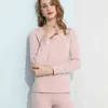 Suyadream Dames Fleece Warm Long Johns 100% Natural Silk Brushed Solid Winter Thermal Pink Naakt Ondergoed 211217