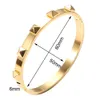 Mode Kvinnor Pyramid Armband Bangles Open Cuff Design Armband Rostfritt Stål Rivet Rose Guld Smycken För Bröllopsgåva Q0719